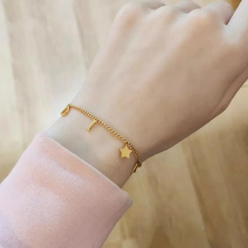 Stylish Star Letter Bracelet Stainless Steel Vintage Women