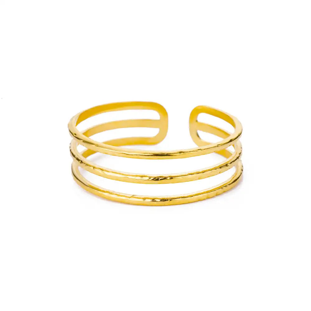 Gold Flower Cuff Bracelet Stainless Steel Floral Bangle for Women