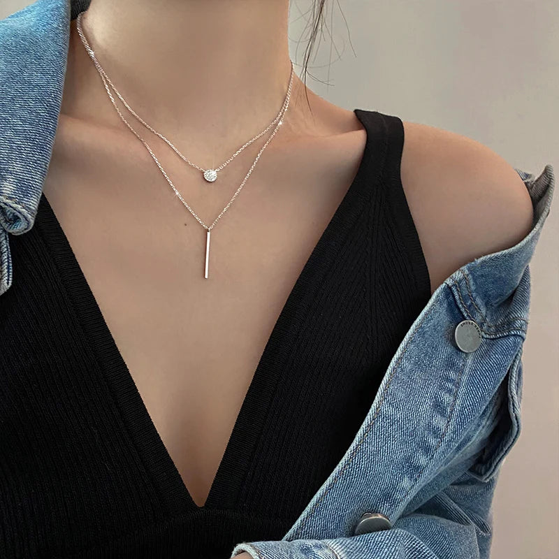 Elegant Double Layer Necklace Clavicle Chain Women Jewelry