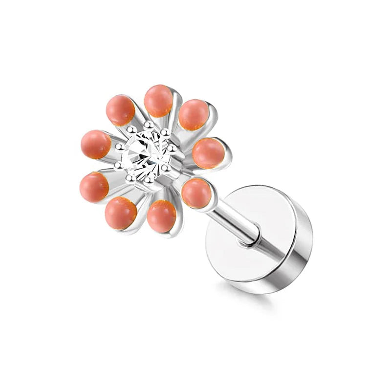 Surgical Steel Flat Back Cartilage Stud Earring Butterfly Flower