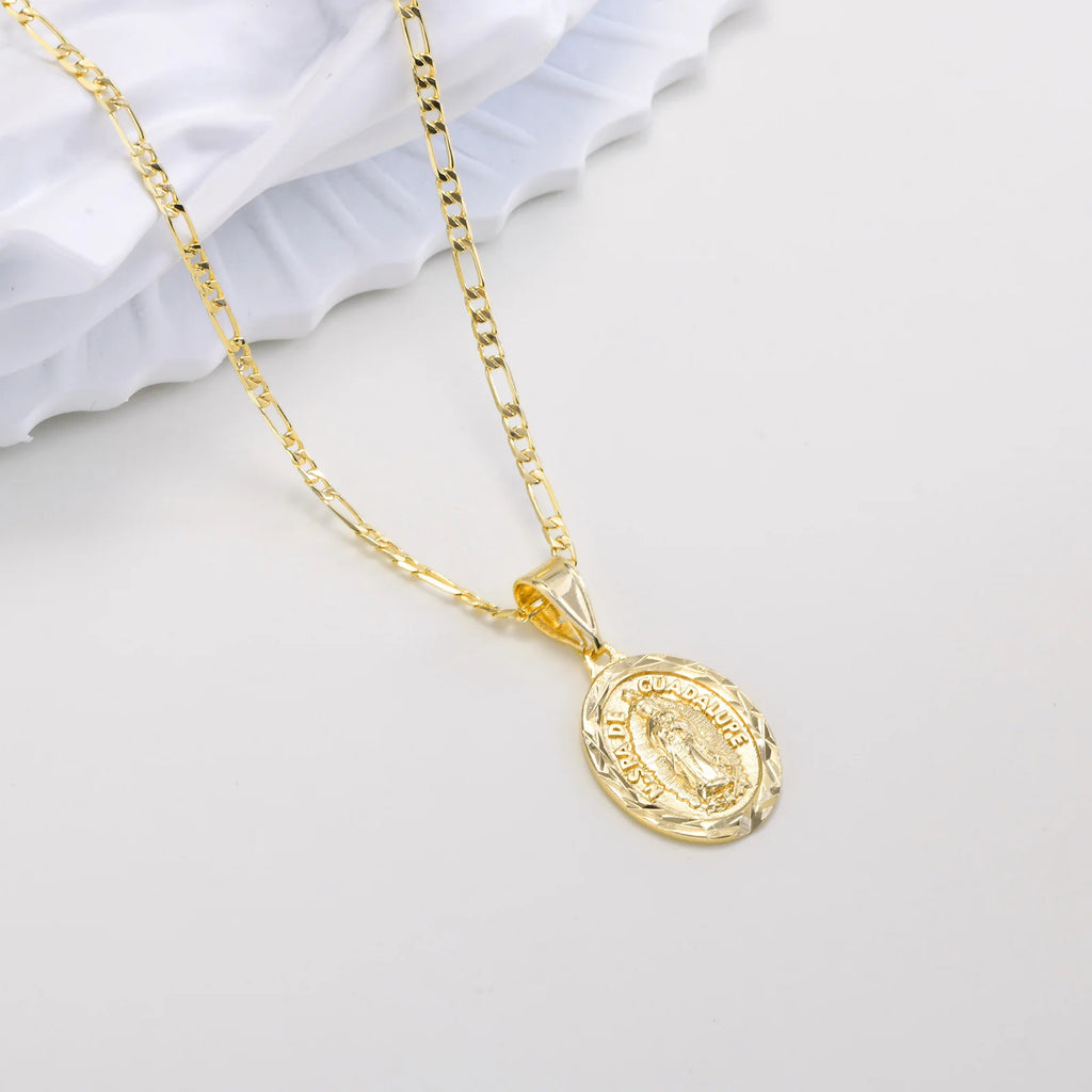 Guadalupe Charm Necklace Cubic Zirconia Women Faith Jewelry