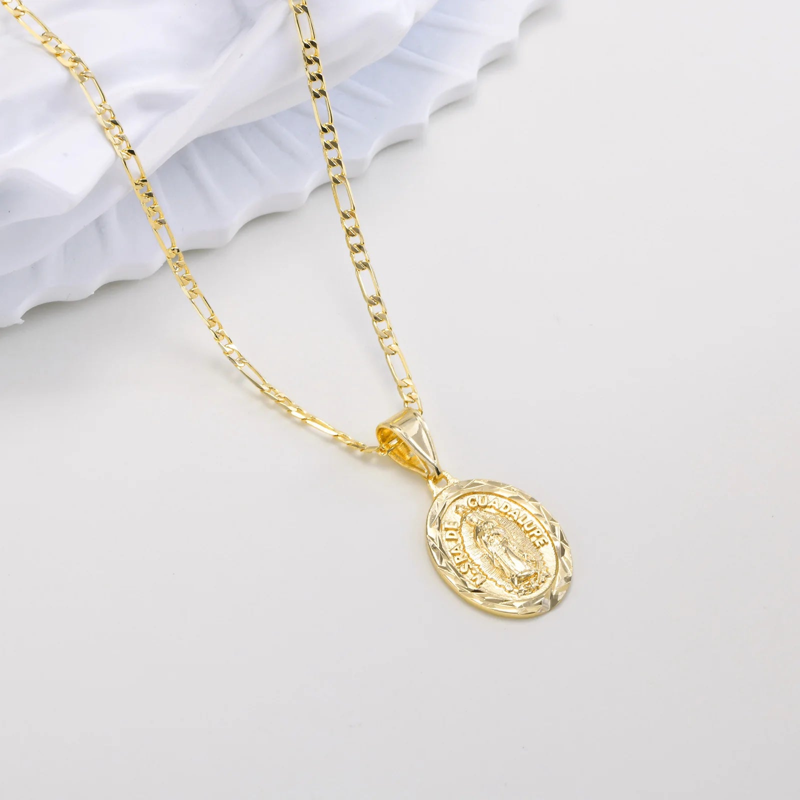 Guadalupe Charm Necklace Cubic Zirconia Women Faith Jewelry
