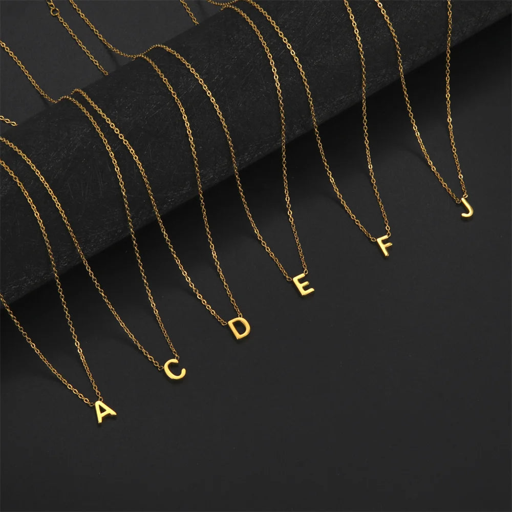 Elegant A-Z Initial Necklace Stainless Steel Alphabet Pendant for Women