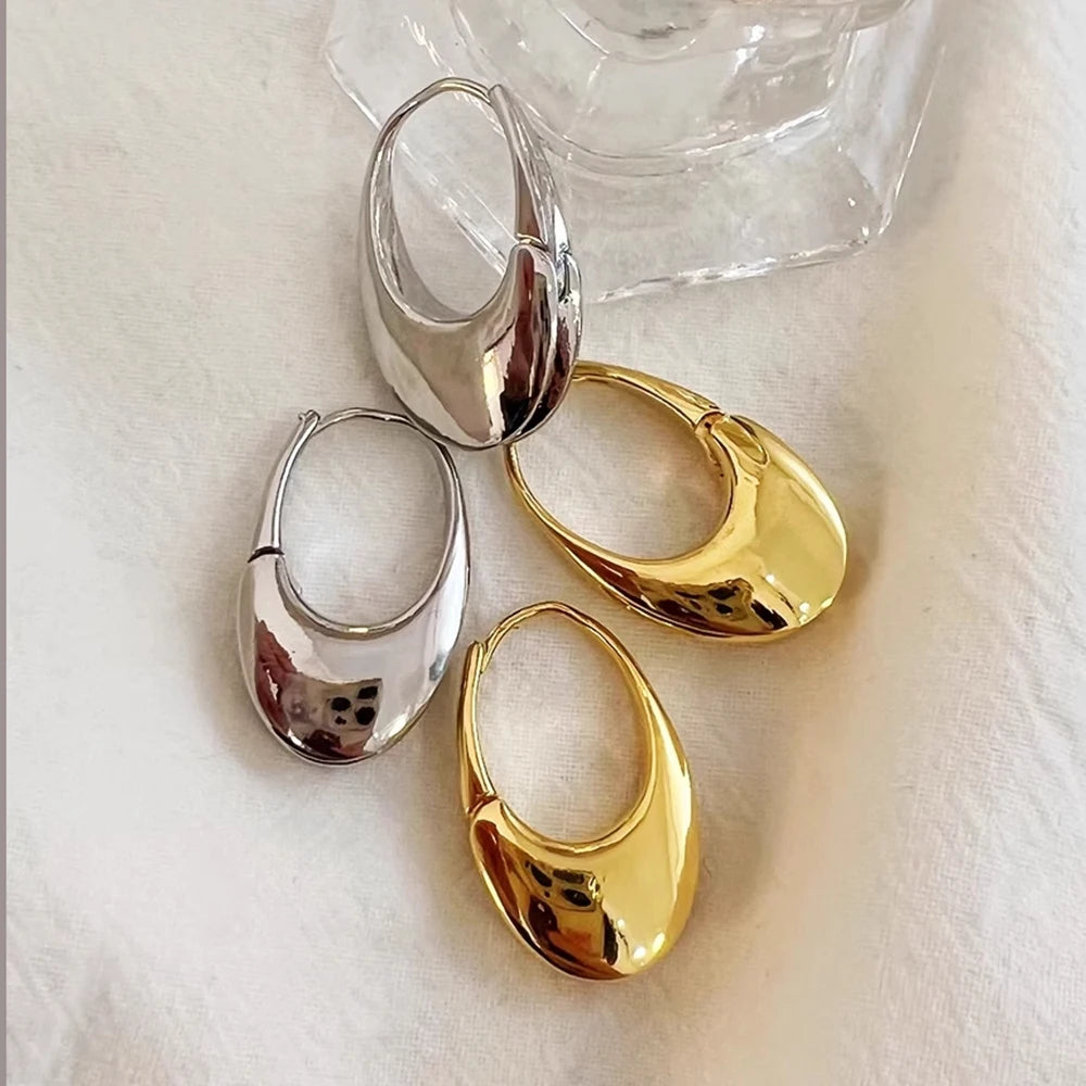 3 Pairs Zircon Hoop Earrings Gold Stainless Steel Trendy Women