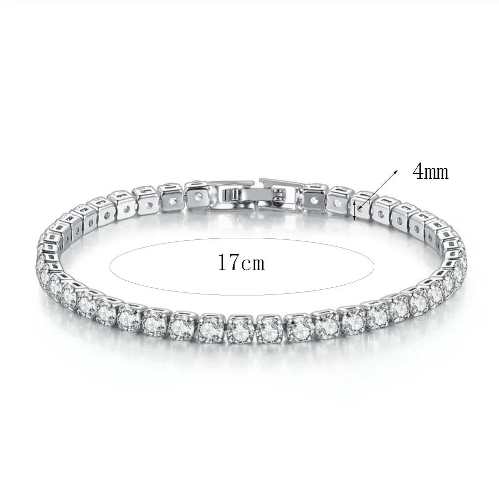 Gold Stainless Steel Tennis Bracelet Matching Bangles Luxury Couple