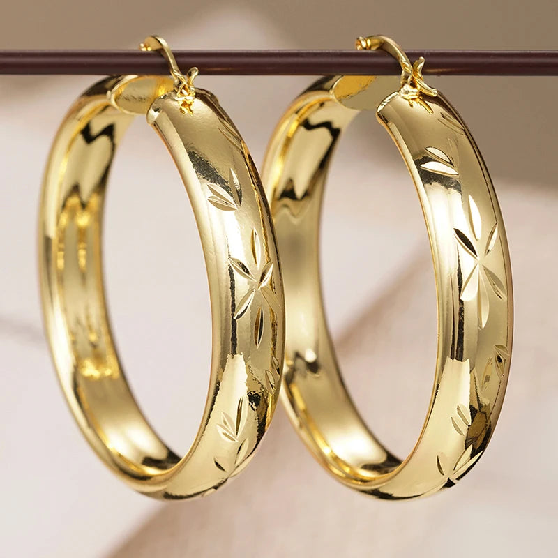 Huitan Gold Hoop Earrings 3 Style Circle Design Luxury Women Jewelry