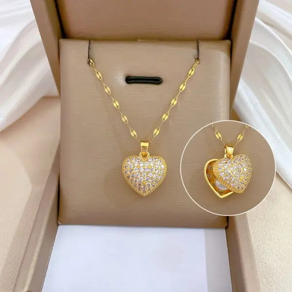 Zircon Butterfly Tassel Necklace Moon Flower Stainless Steel Women