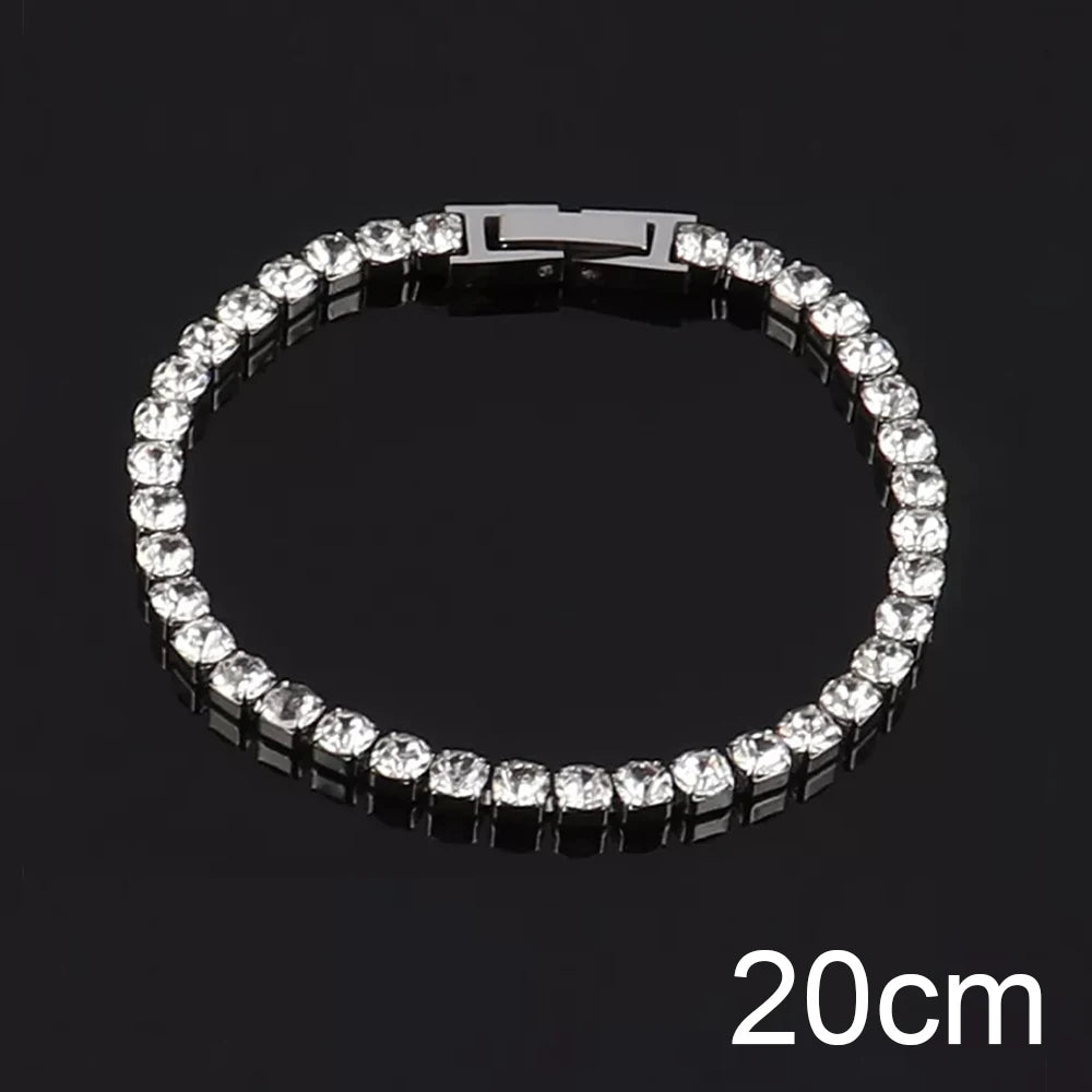 Modern 4mm Tennis Bracelet Stainless Steel Zircon Luxury Design