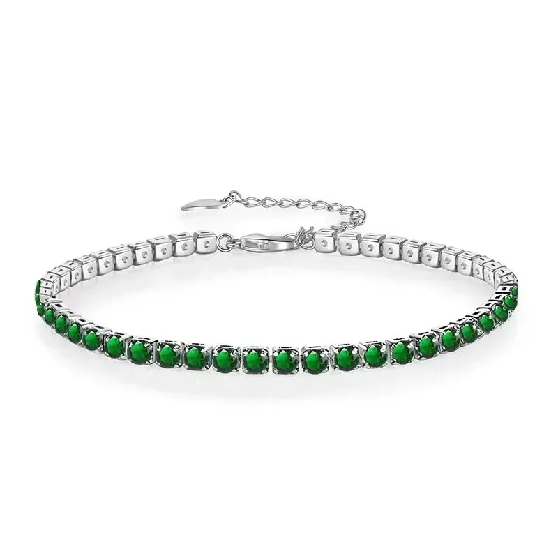 Elegant Silver Tennis Bracelet Sparkling Zircon Wedding Jewelry