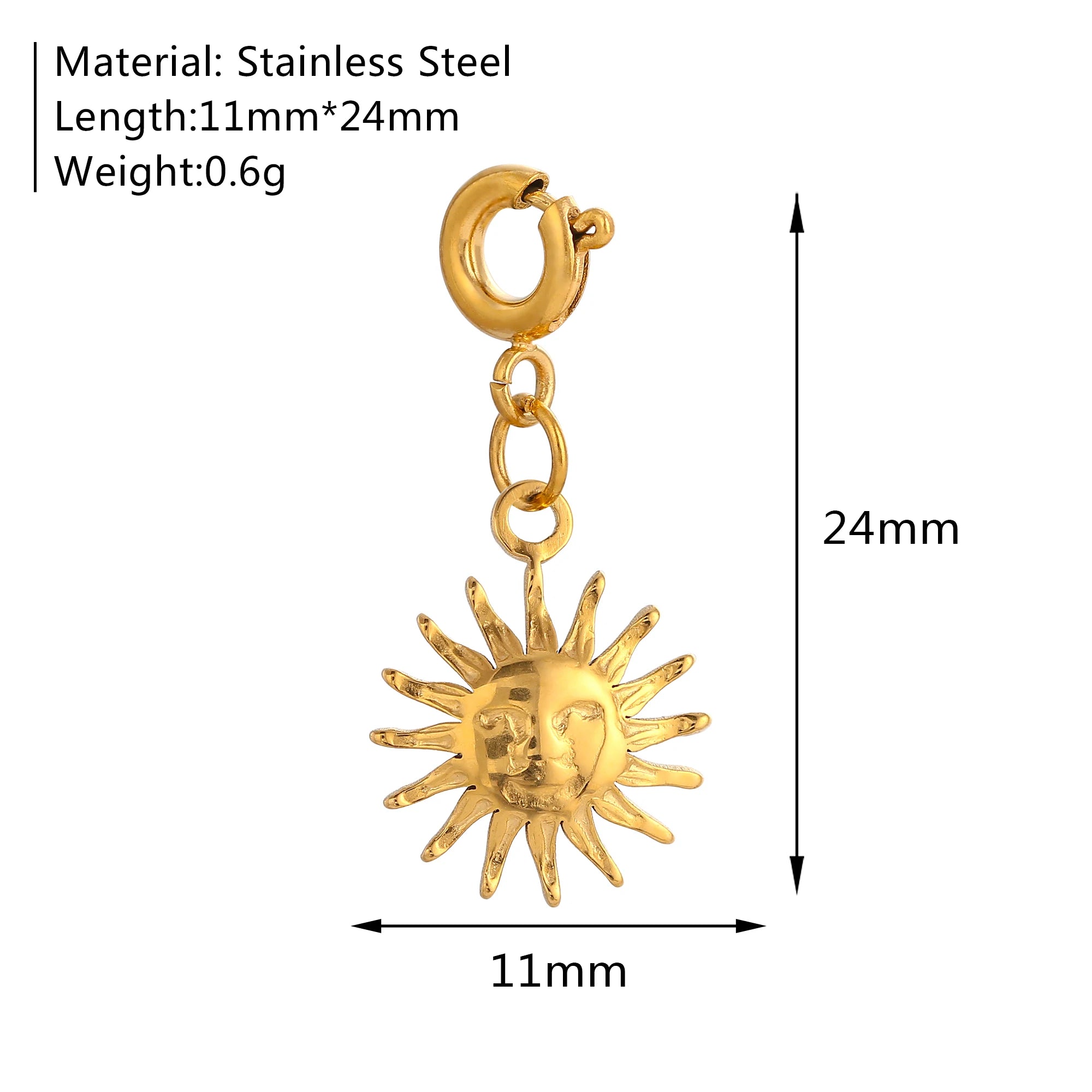 18K Gold Plated Charm Pendants Set Fish Bear Sun Butterfly DIY Jewelry