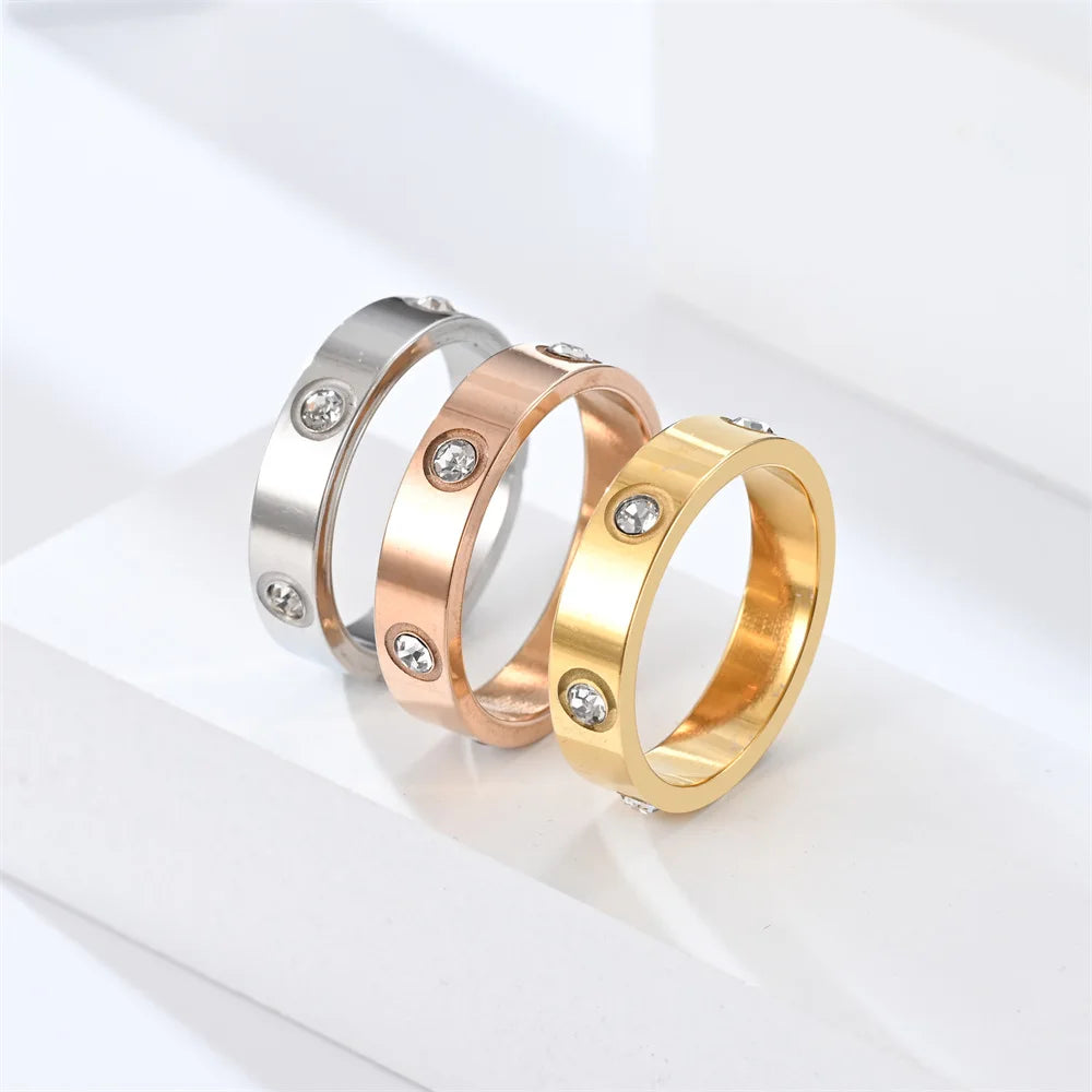 Unisex Classic Stainless Steel Diamond Ring Fashionable Accessory for Men And Women Jewelry Gift Size 5-11