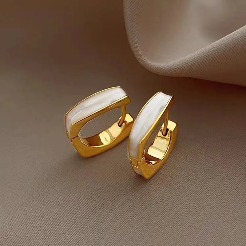 Vintage Enamel Oval Dangle Earrings Coffee Color Two Way Wear