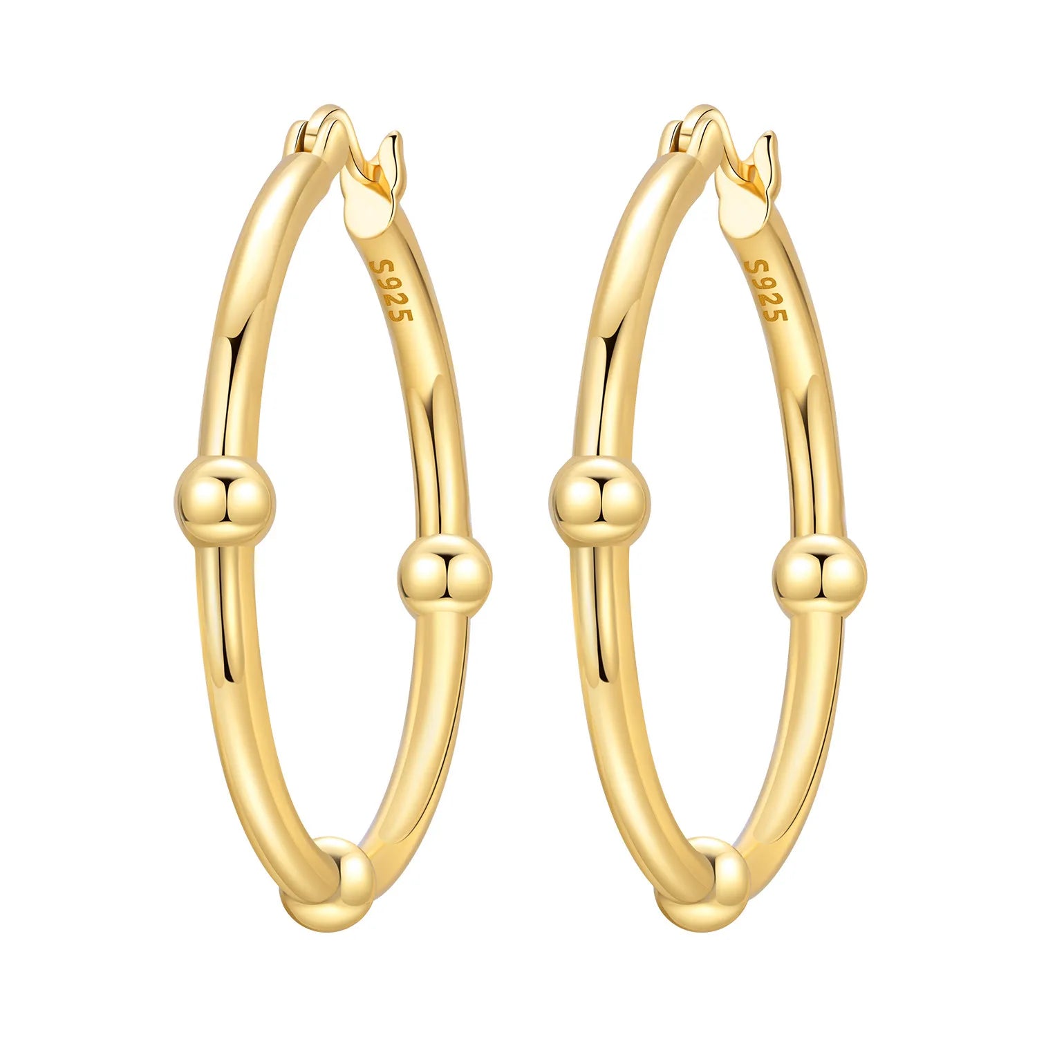 Elegant Gold Hoop Earrings 925 Silver Temperament Women