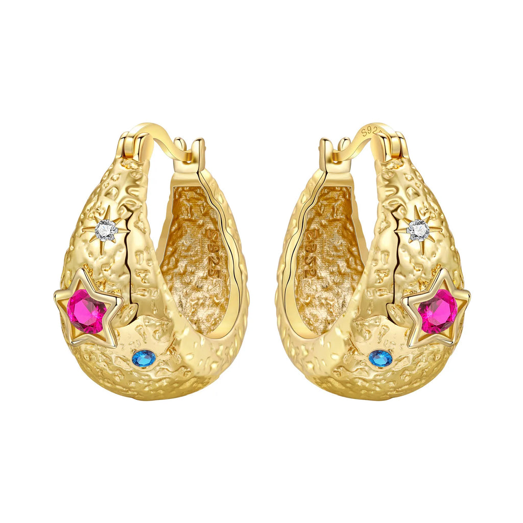 Elegant Square Hoop Earrings 18K Gold S925 Women Jewelry