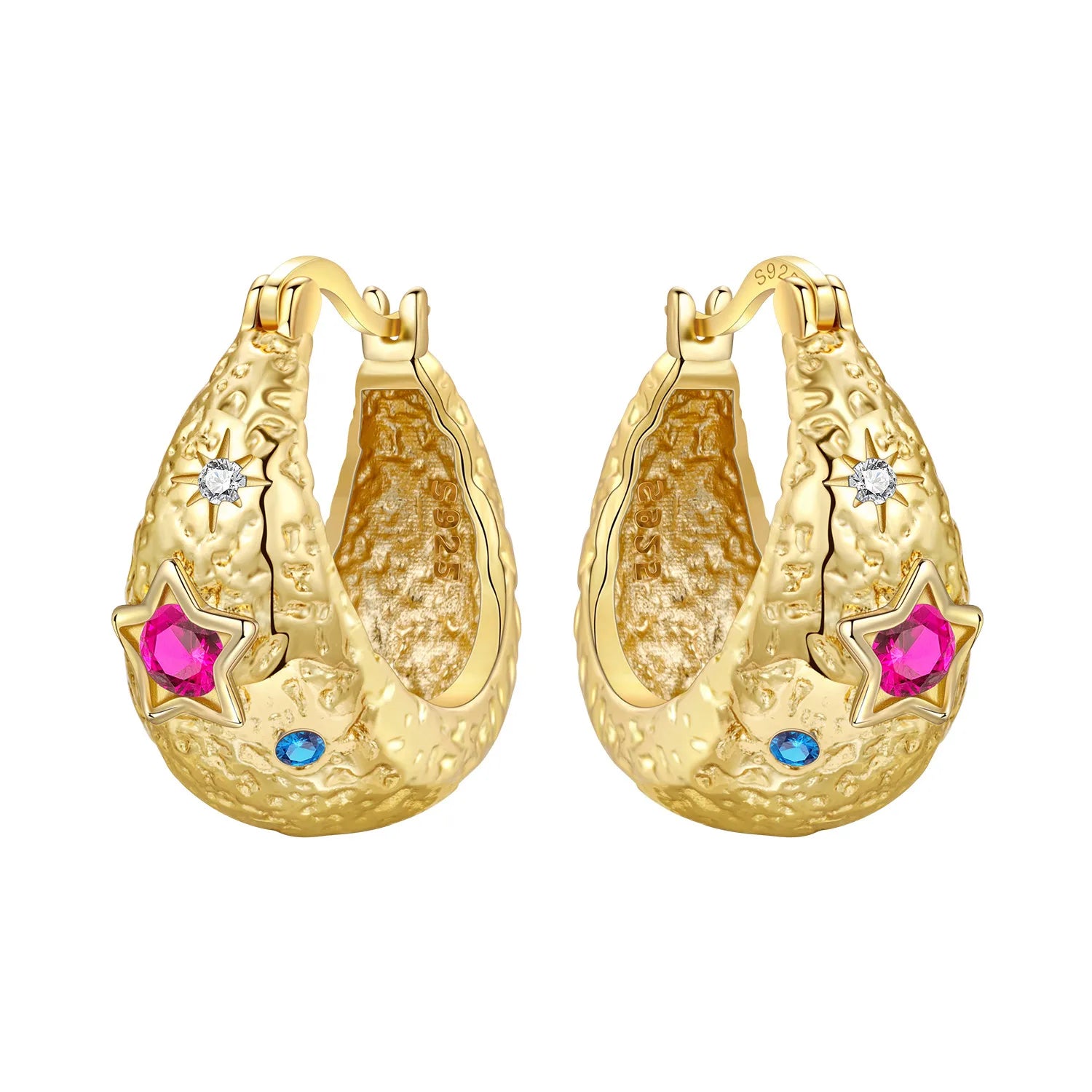 Elegant Square Hoop Earrings 18K Gold S925 Women Jewelry
