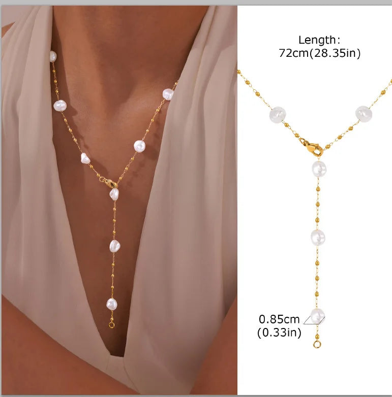 Elegant Lariat Necklace Y Shape Gold Plated Women Jewelry