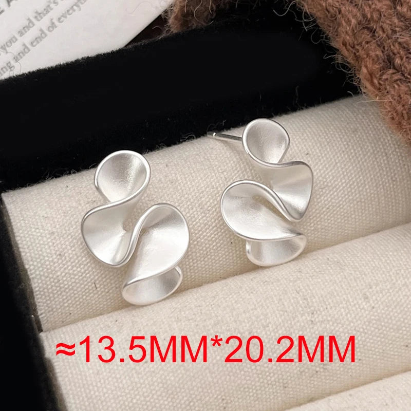 Minimalist Twisted Flower Stud Earrings 925 Silver Gold Accent