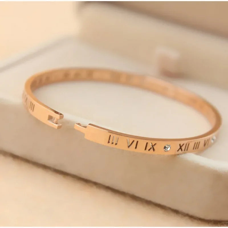 Roman Numerals Bracelet Stainless Steel Luxury Fashion Women Jewelry