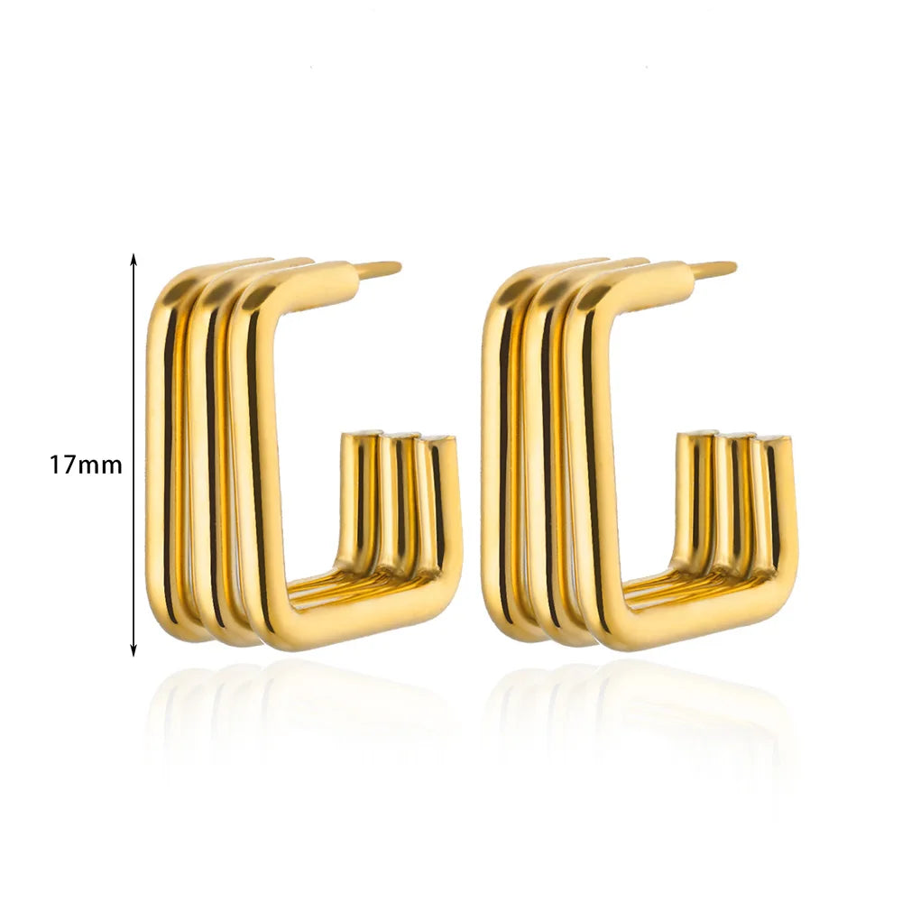 Chunky Gold Hoop Earrings Stainless Steel Minimalist Women Trend