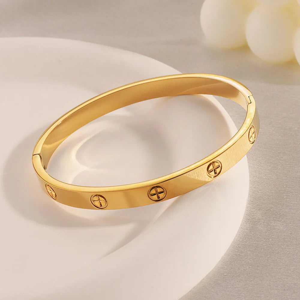 Waterproof Stainless Steel Cross Bangle Bracelet Luxury Women Gift