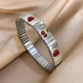 Gold Stainless Steel Strawberry Cherry Elastic Bangle Bracelet Trendy