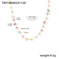 Colorful Crystal Necklace Bracelet Set Gold Plated Boho Jewelry