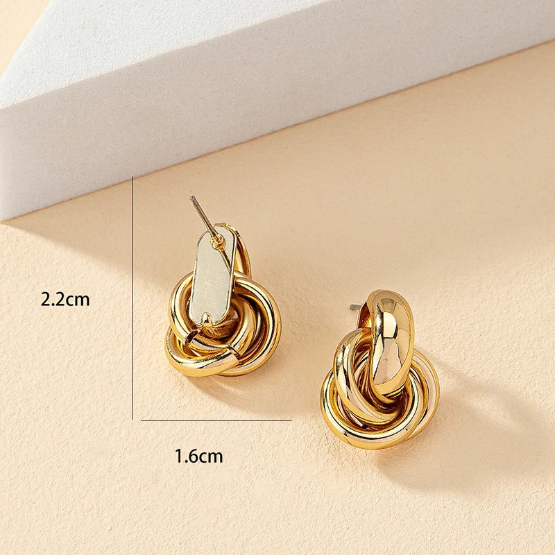 Elegant Knot Earrings Gold Silver Shiny Hoop Women Accessories