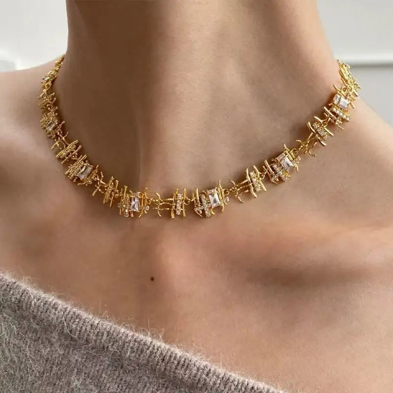 Elegant 925 Silver Necklace Earrings Set Zircon Vintage