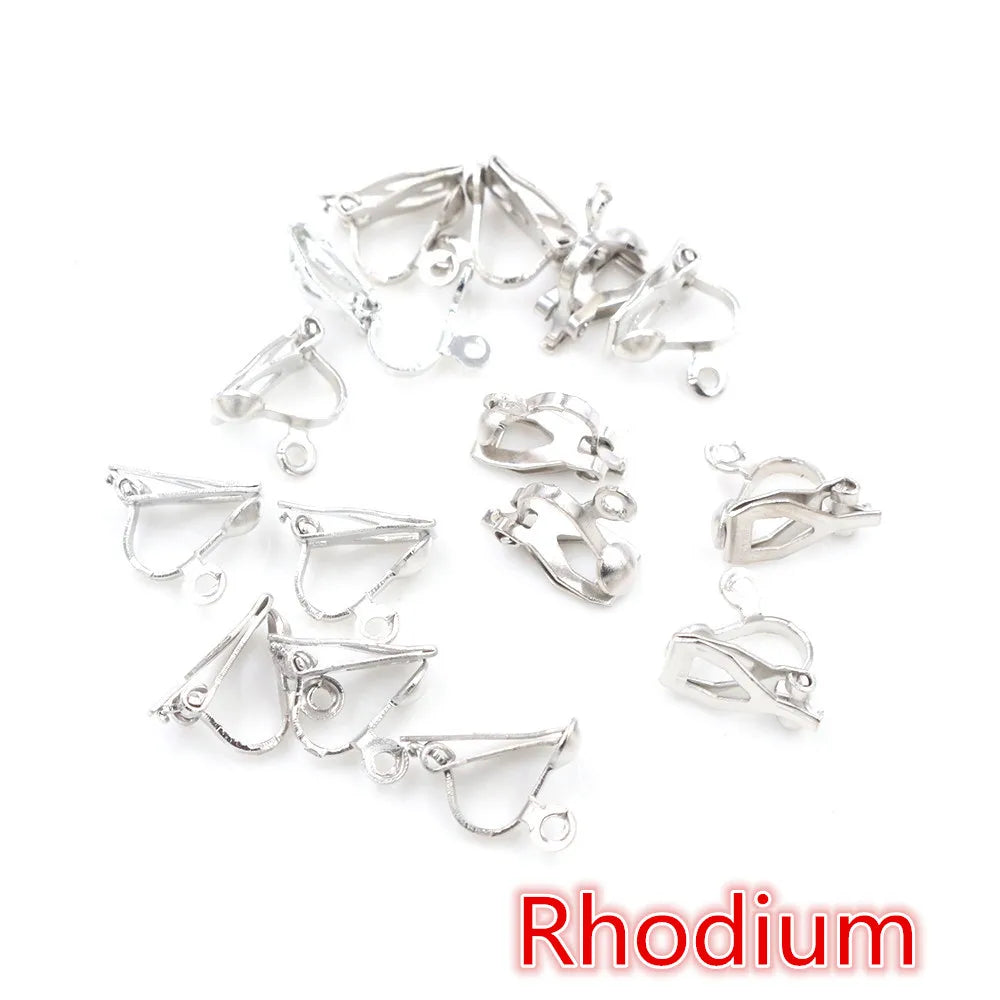 50pcs Plated Ear Clips 6 Colors DIY Earrings Findings Jewelry Parts