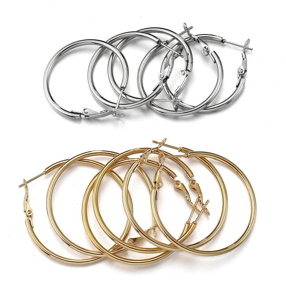 10pcs Stainless Steel Hoop Earrings Gold Big Circle DIY Accessories