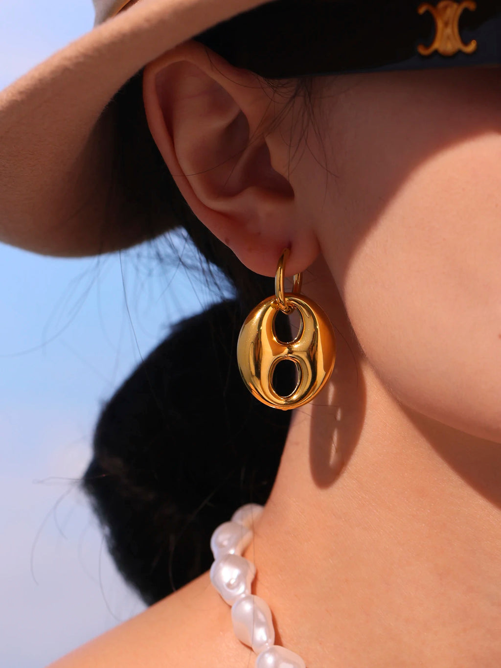 Modern Dangle Earrings Gold Plated Stainless Steel Waterproof
