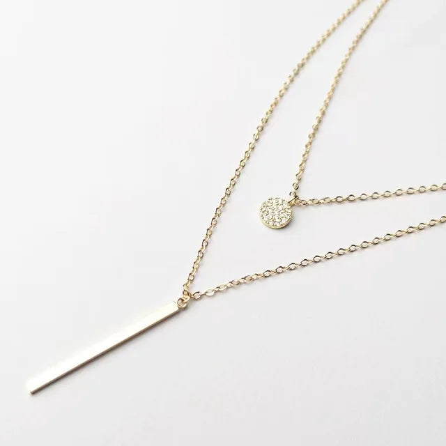 Elegant Double Layer Necklace Clavicle Chain Women Jewelry