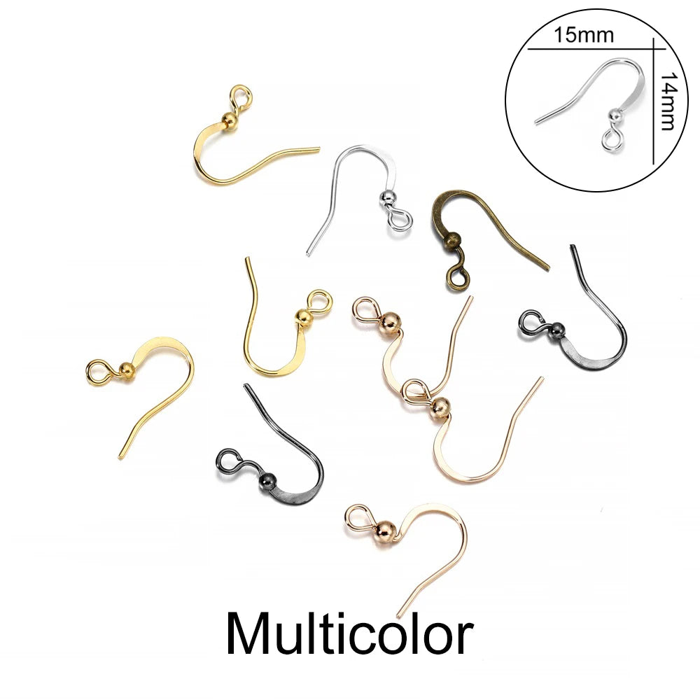 100pcs Iron Bead Charms Earring Hooks Set DIY Jewelry Making Supplies
