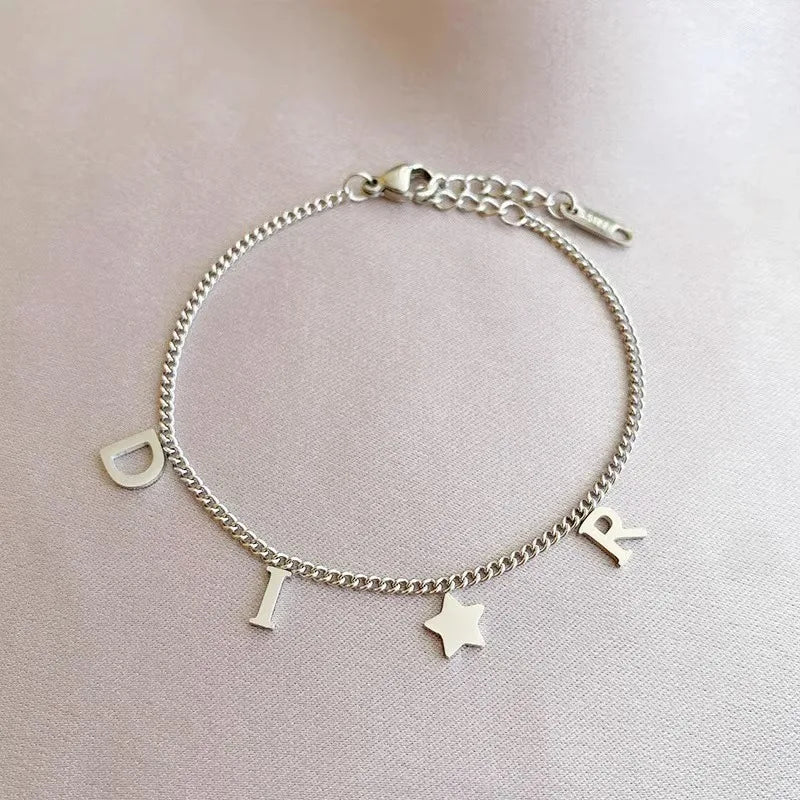 Stylish Star Letter Bracelet Stainless Steel Vintage Women