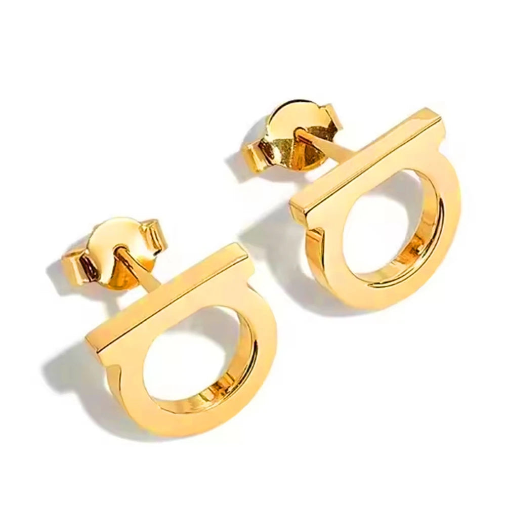 Elegant Initial D Earrings Simple Stainless Steel Fashion Women