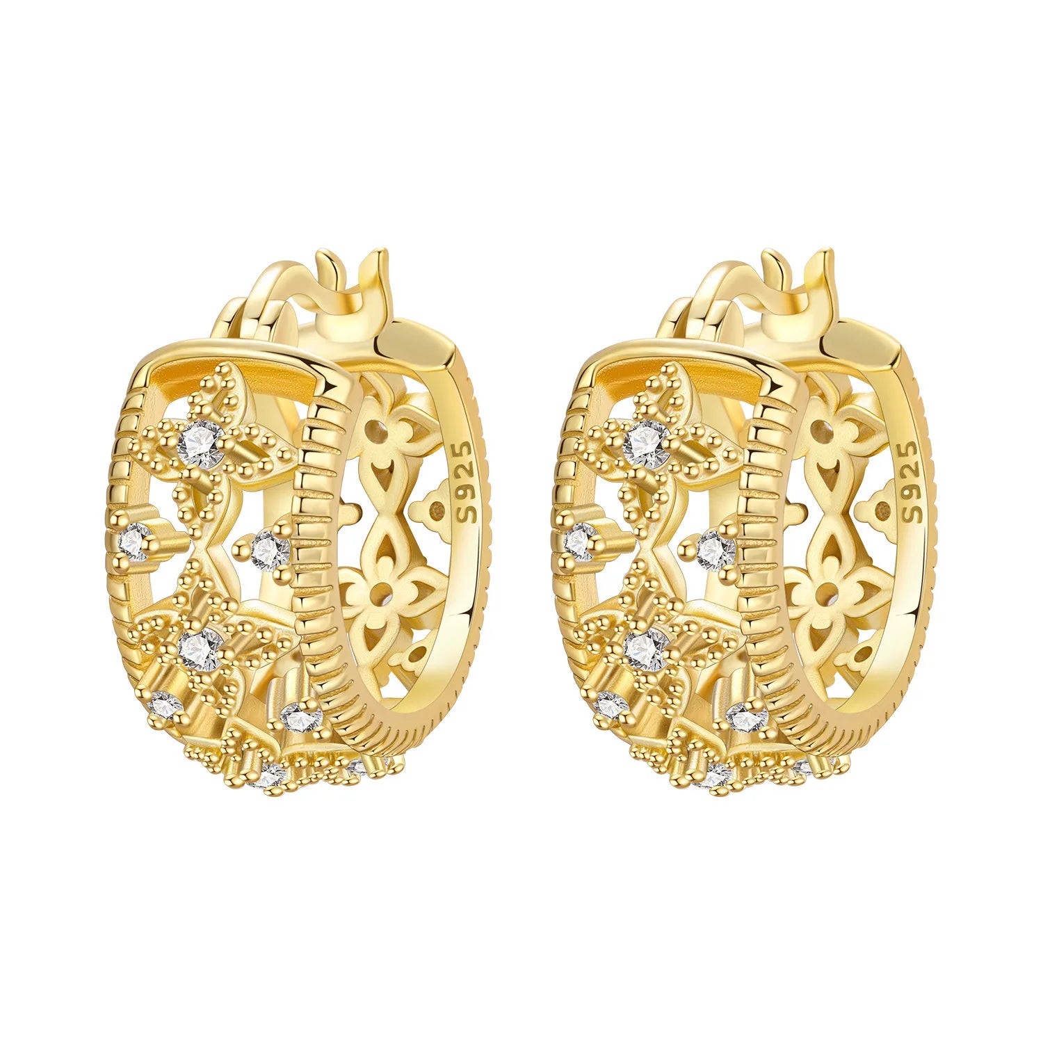 Elegant Square Hoop Earrings 18K Gold S925 Women Jewelry
