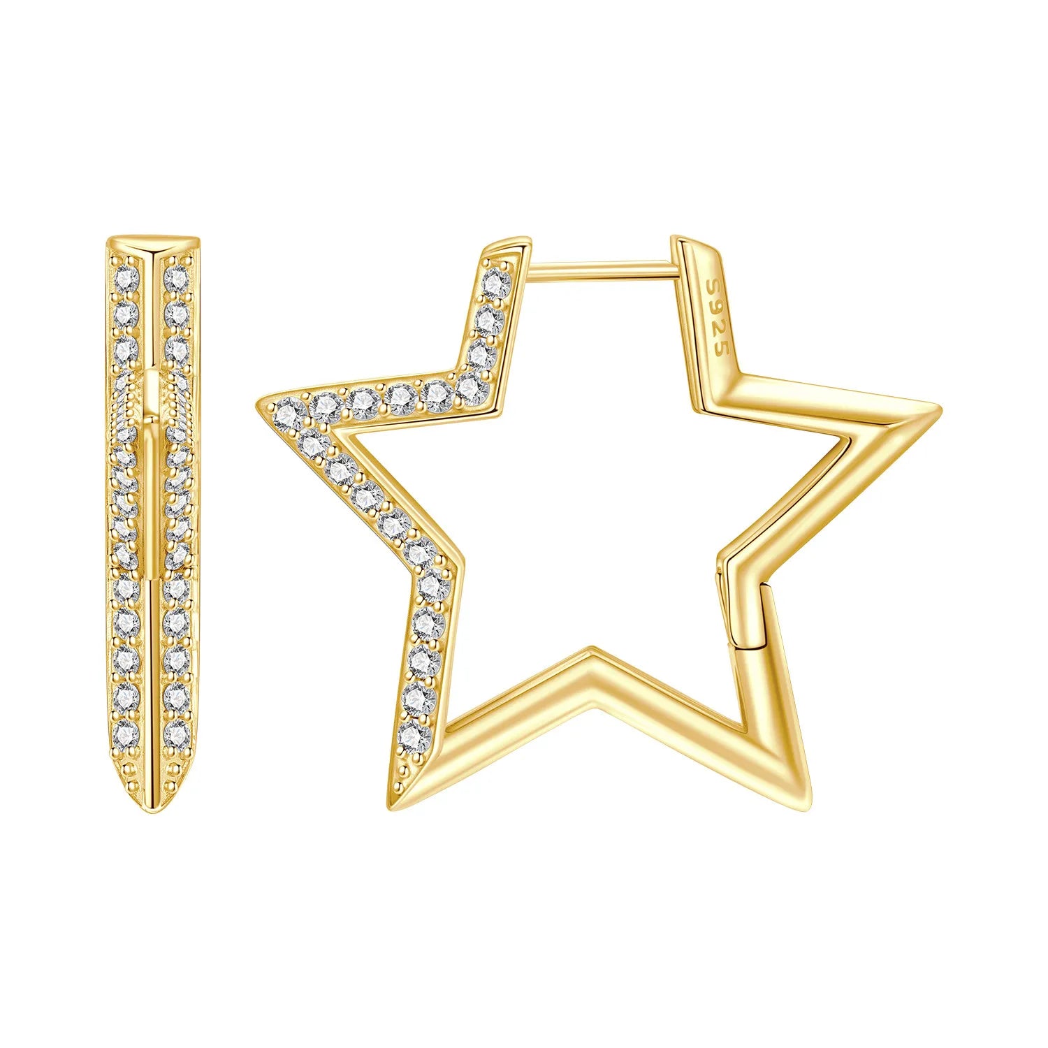 Elegant Square Hoop Earrings 18K Gold S925 Women Jewelry
