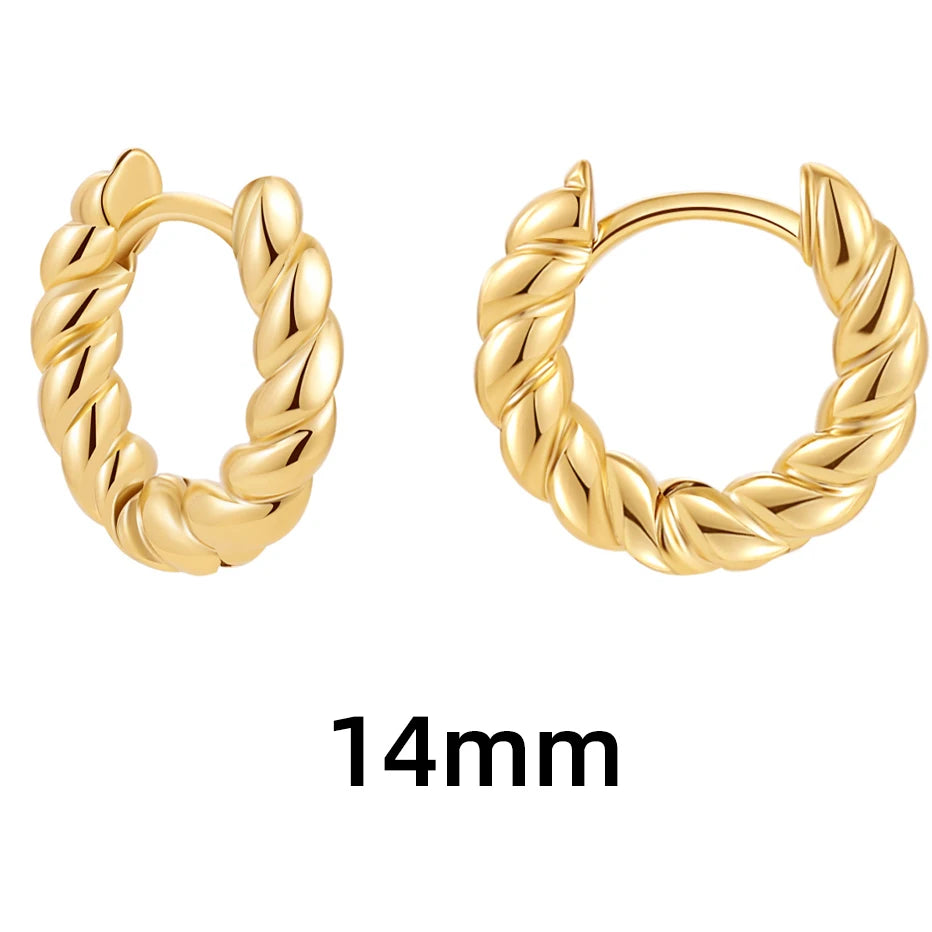 Trendy Twisted Hoop Earrings Gold Small Huggie Women