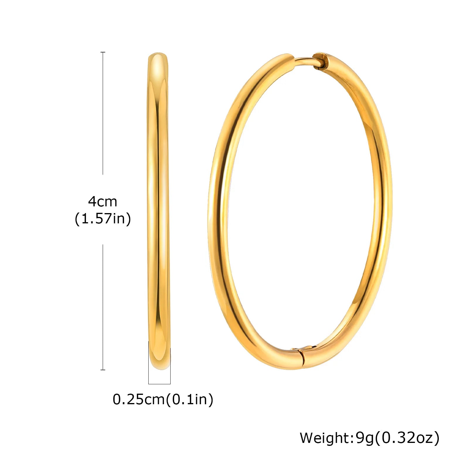 Stainless Steel Hoop Earrings 20-40mm Sizes Women Jewelry
