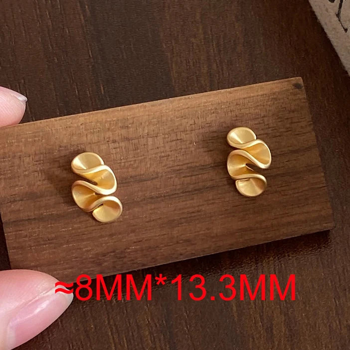 Minimalist Twisted Flower Stud Earrings 925 Silver Gold Accent