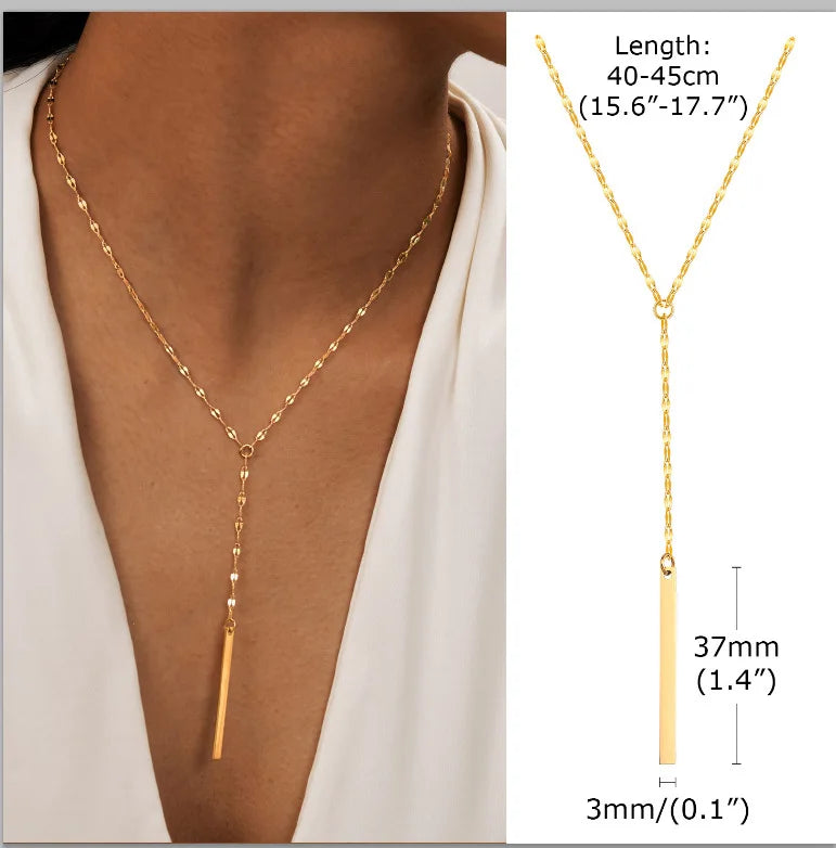 Elegant Lariat Necklace Y Shape Gold Plated Women Jewelry