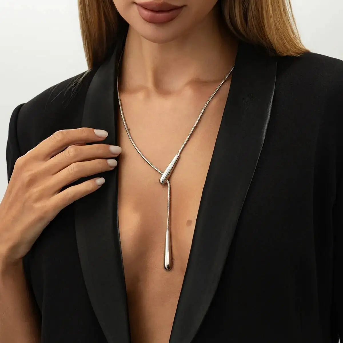 Ingemark Water Drop Necklace Long Snake Chain Minimalist Women