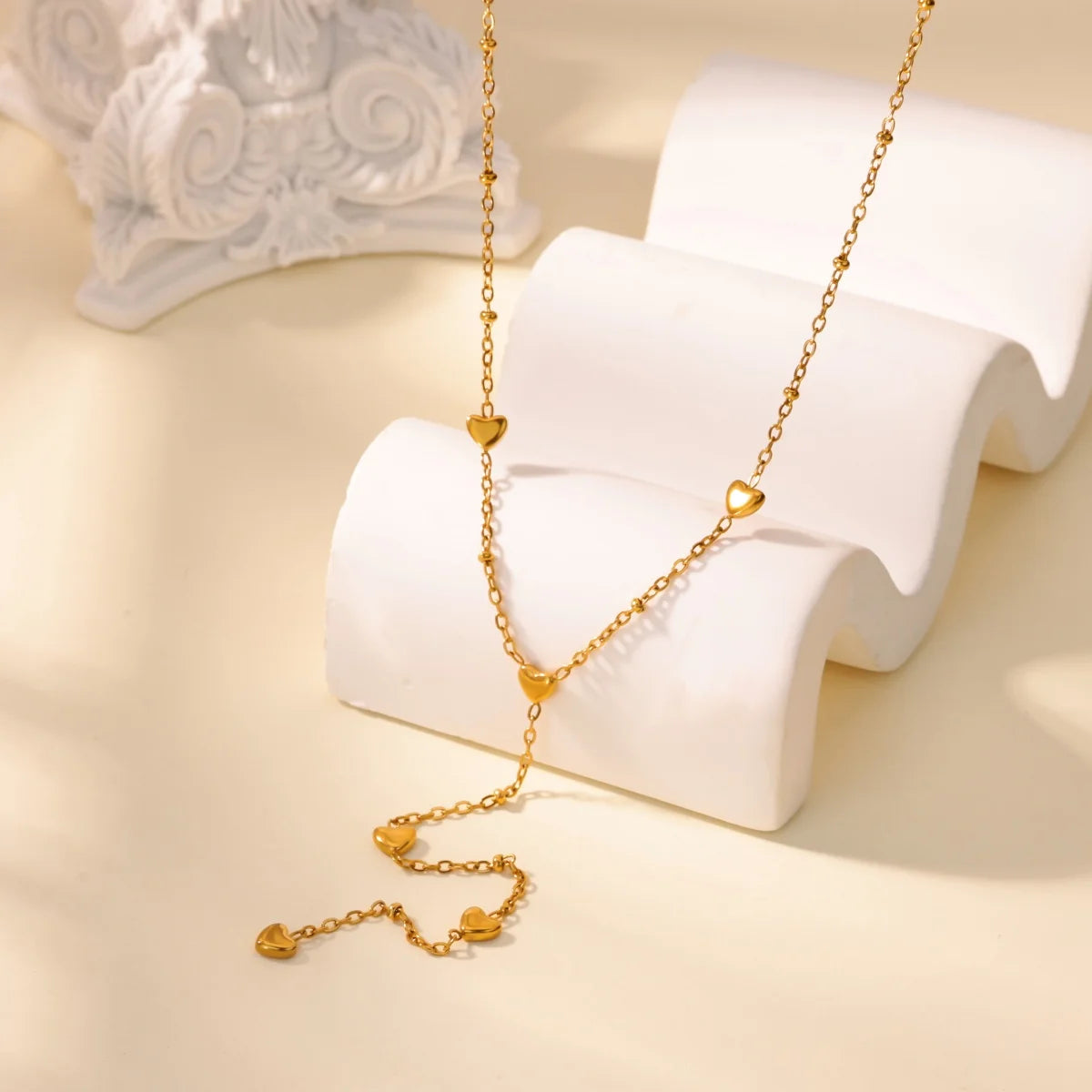 Stylish Layered Heart Necklace 316L Steel Goth Choker for Women