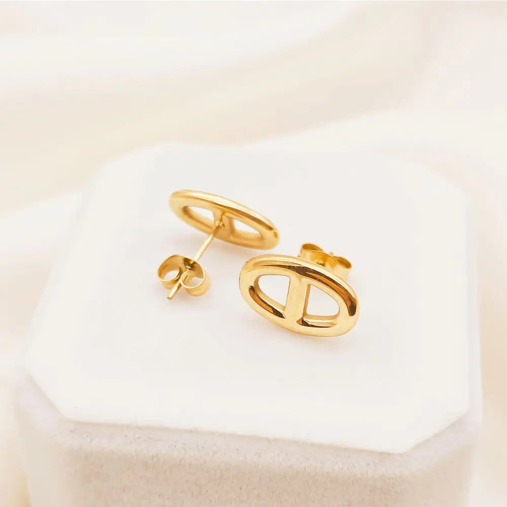 Vintage Stainless Steel Stud Earrings Gold Silver Aesthetic for Women