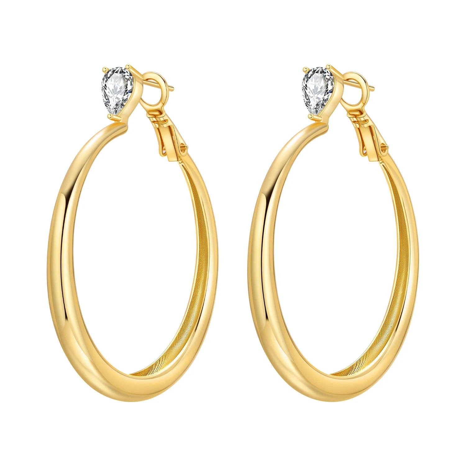 Elegant Square Hoop Earrings 18K Gold S925 Women Jewelry