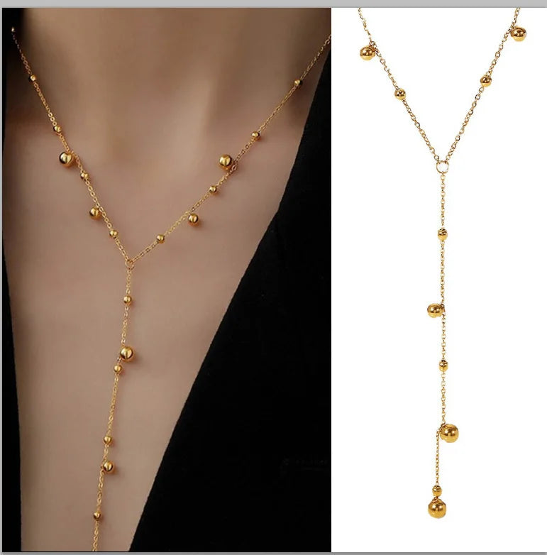 Elegant Lariat Necklace Y Shape Gold Plated Women Jewelry