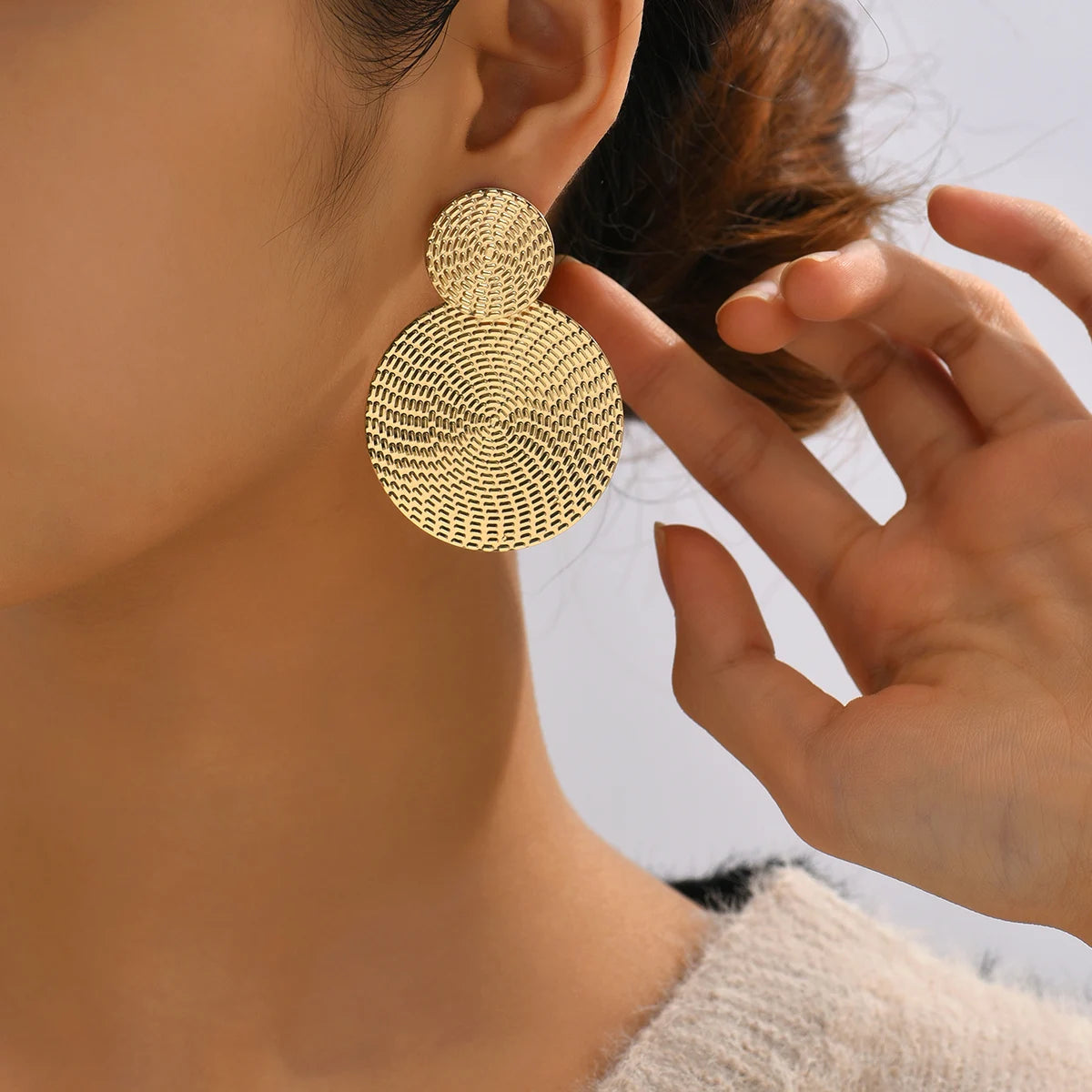 Bohemian Geometric Round Earrings Metal Trendy Wedding Women