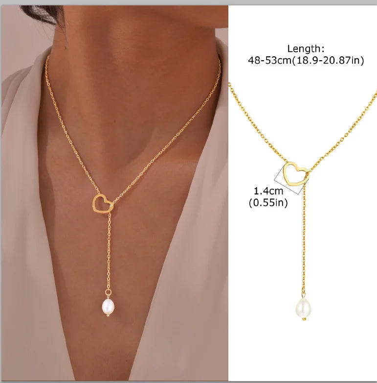 Elegant Lariat Necklace Y Shape Gold Plated Women Jewelry