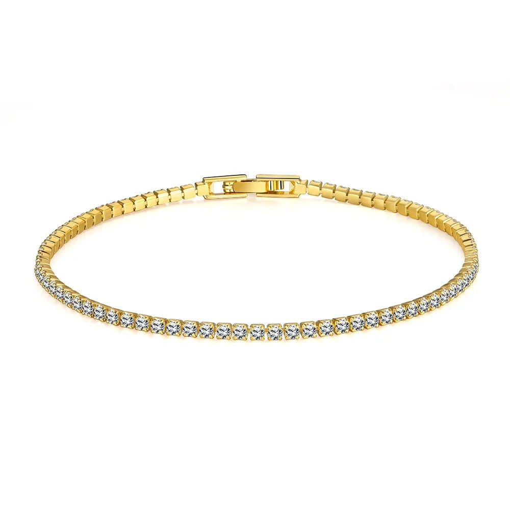 Minimalist Sterling Silver Tennis Bracelet Adjustable Zircon Design