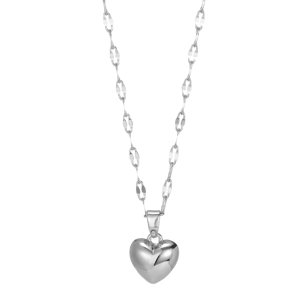 Stylish Layered Heart Necklace 316L Steel Goth Choker for Women